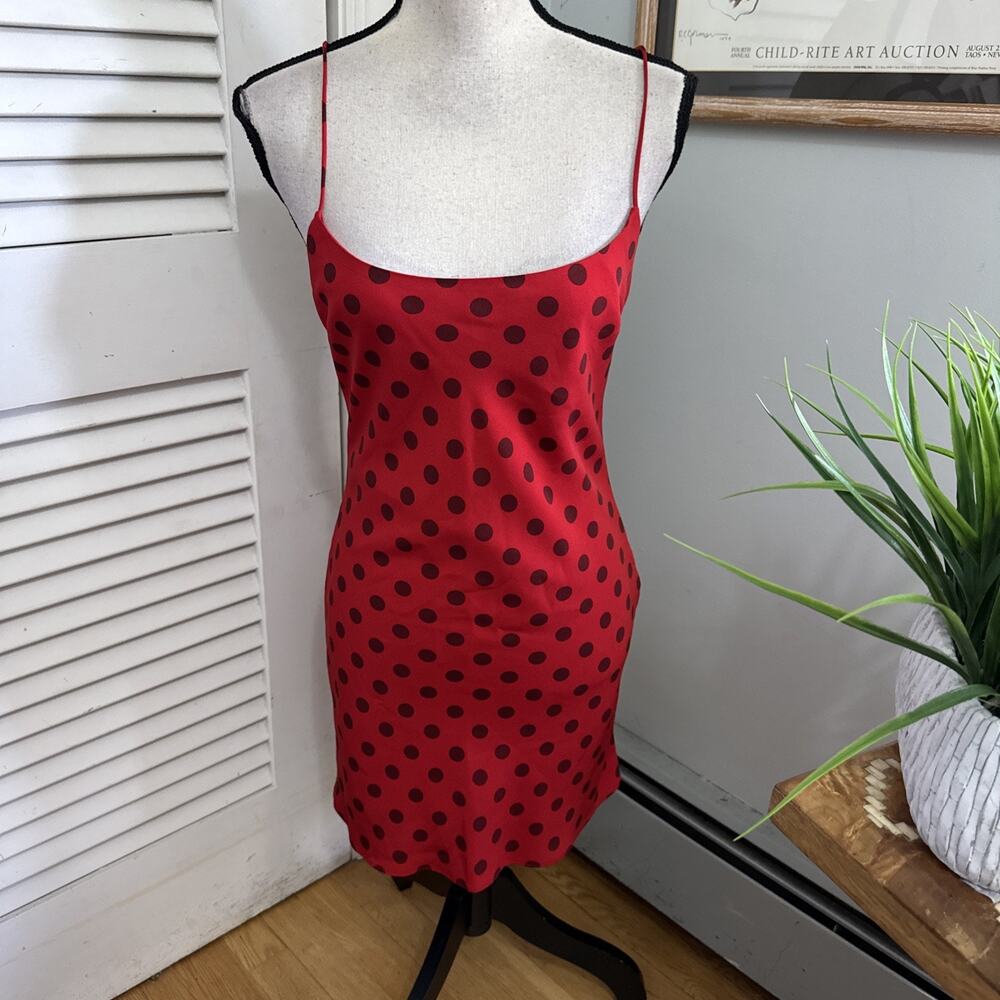 Abercrombie & Fitch Dress Womens XXSP Red Polka Dot Mini Strappy Dainty Coquette